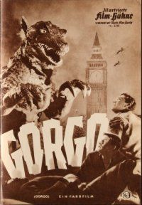 4f356 GORGO German program '61 great different images of giant monster terrorizing city!
