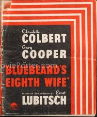 4f210 BLUEBEARD'S EIGHTH WIFE pressbook '38 sexy Claudette Colbert & Gary Cooper, Ernst Lubitsch