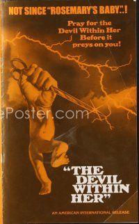 4f214 DEVIL WITHIN HER pressbook '76 conceived by the Devil, only she knows what her baby is!