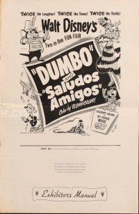 4f216 DUMBO/SALUDOS AMIGOS pressbook '49 Donald Duck, Joe Carioca, Disney two-in-one fun-fare!