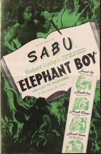 4f220 ELEPHANT BOY pressbook R47 Sabu in Rudyard Kipling's jungle story!