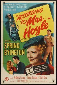 4g021 ACCORDING TO MRS HOYLE 1sh '51 Spring Byington