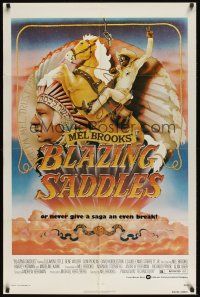 4g108 BLAZING SADDLES 1sh '74 classic Mel Brooks western, art of Cleavon Little by John Alvin!