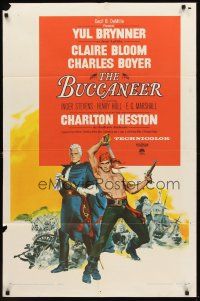 4g138 BUCCANEER 1sh '58 Yul Brynner, Charlton Heston, directed by Anthony Quinn!