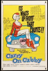 4g152 CARRY ON CABBY 1sh 1967 English taxi cab sex, art of sexy girl sitting on cab!