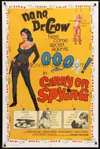 4g156 CARRY ON SPYING 1sh '64 sexy English spy spoof, here come seceret agents 000h!