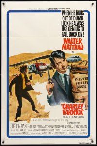 4g166 CHARLEY VARRICK 1sh '73 Walter Matthau, Joe Don Baker, Don Siegel crime classic!
