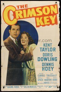 4g195 CRIMSON KEY 1sh '47 Eugene Forde directed, Kent Taylor & Doris Dowling in peril!