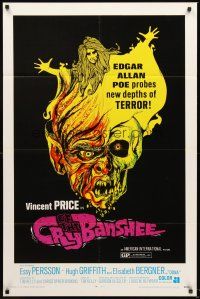4g198 CRY OF THE BANSHEE 1sh '70 Edgar Allan Poe probes new depths of terror, cool artwork!