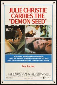 4g216 DEMON SEED style B 1sh '77 Julie Christie is profanely violated by a demonic machine!
