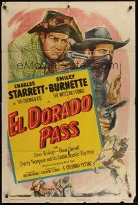 4g250 EL DORADO PASS 1sh '48 art of Charles Starrett as The Durango Kid + Smiley Burnette!
