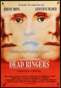 4g209 DEAD RINGERS English 1sh '88 Jeremy Irons & Genevieve Bujold, directed by David Cronenberg!