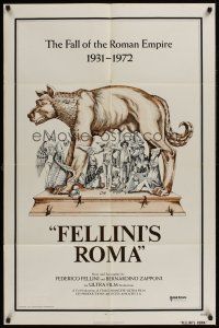 4g299 FELLINI'S ROMA 1sh '72 Italian Federico classic, the fall of the Roman Empire!