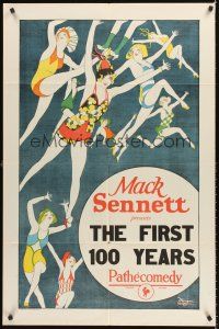 4g309 FIRST 100 YEARS stock 1sh '24 Harry Langdon, sexy flapper girls art!