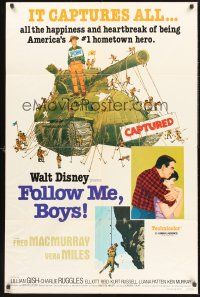 4g324 FOLLOW ME BOYS 1sh R76 Fred MacMurray leads Boy Scouts, young Kurt Russell, Walt Disney!