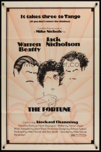 4g335 FORTUNE 1sh '75 Jack Nicholson & Warren Beatty are not as smart as the Three Stooges!