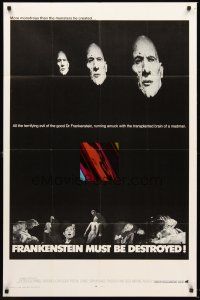 4g339 FRANKENSTEIN MUST BE DESTROYED int'l 1sh '70 Peter Cushing is more monstrous than his monster!