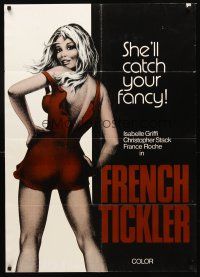 4g342 FRENCH TICKLER 1sh '77 artwork of sexy Isabelle Griffi, she'll catch your fancy!