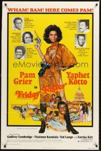 4g344 FRIDAY FOSTER 1sh '76 artwork of sexiest Pam Grier with gun and camera!