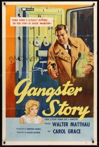 4g359 GANGSTER STORY 1sh '59 Carol Grace, Walter Matthau stars & directs!