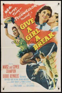 4g376 GIVE A GIRL A BREAK 1sh '53 great image of Marge & Gower Champion dancing, Debbie Reynolds!