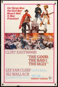 4g382 GOOD, THE BAD & THE UGLY 1sh '68 Clint Eastwood, Lee Van Cleef, Sergio Leone, cool art!
