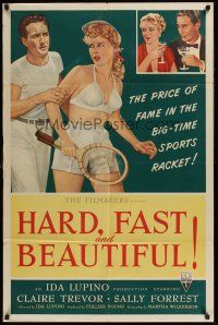 4g408 HARD, FAST & BEAUTIFUL 1sh '51 Ida Lupino, art of sexy tennis player Sally Forrest!
