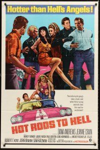 4g442 HOT RODS TO HELL 1sh '67 Dana Andrews, Jeanne Crain, Hotter than Hell's Angels!