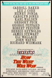 4g454 HOW THE WEST WAS WON int'l Cinerama 1sh '62 epic with all-star cast directed by John Ford!