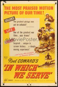4g471 IN WHICH WE SERVE 1sh '43 directed by Noel Coward & David Lean, English World War II epic!