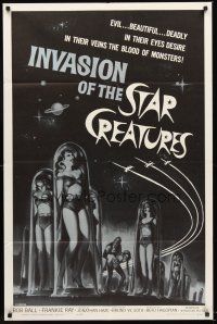 4g481 INVASION OF THE STAR CREATURES 1sh '62 evil, beautiful, in their veins the blood of monsters!