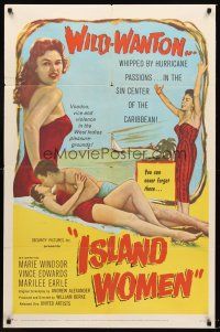 4g485 ISLAND WOMEN 1sh '58 voodoo, vice & violence, sexy tropical wild-wanton Marie Windsor!