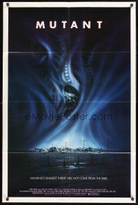 4g647 MUTANT 1sh '84 mankind's deadliest threat, cool horror art by Gary Meyer!