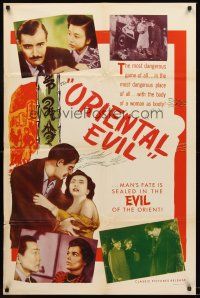 4g682 ORIENTAL EVIL 1sh '50 Man's Fate is sealed in the Evil of the Orient, Martha Hyer!