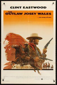 4g686 OUTLAW JOSEY WALES int'l 1sh '76 Clint Eastwood is an army of one, cool double-fisted artwork!