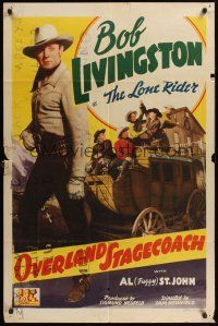4g687 OVERLAND STAGECOACH 1sh '42 Bob Livingston as the Lone Rider, Al Fuzzy St. John!