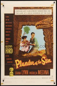 4g708 PLUNDER OF THE SUN 1sh '53 Glenn Ford, Diana Lynn, a sin-strewn terror-trek!