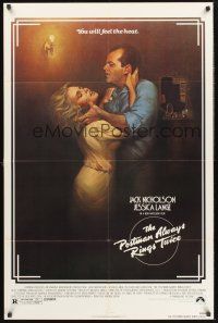 4g714 POSTMAN ALWAYS RINGS TWICE 1sh '81 art of Jack Nicholson & Jessica Lange by Rudy Obrero!
