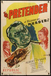 4g720 PRETENDER 1sh '47 Albert Dekker, cool film noir art, a blueprint for MURDER!