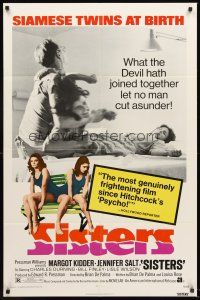4g813 SISTERS 1sh '73 Brian De Palma, Margot Kidder is a set of conjoined twins!