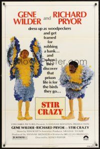 4g853 STIR CRAZY 1sh '80 Gene Wilder & Richard Pryor in chicken suits, Sidney Poitier directed!