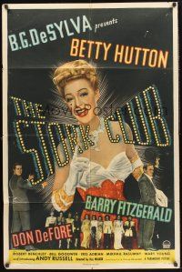 4g854 STORK CLUB style A 1sh '45 Barry Fitzgerald, great art of pretty Betty Hutton!