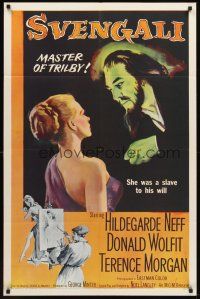 4g869 SVENGALI 1sh '55 sexy Hildegarde Neff was a slave to the will of crazy Donald Wolfit!