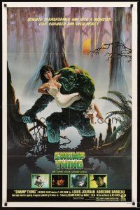 4g870 SWAMP THING 1sh '82 Wes Craven, Richard Hescox art of him holding sexy Adrienne Barbeau!