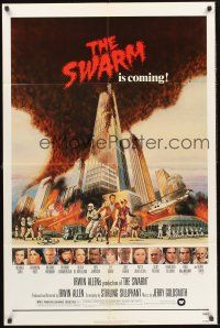 4g871 SWARM style B 1sh '78 directed by Irwin Allen, cool art of killer bee attack by C.W. Taylor!