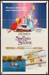 4g876 SWORD IN THE STONE/WINNIE POOH & A DAY FOR EEYORE 1sh '83 Disney cartoons, art by Wenzel!