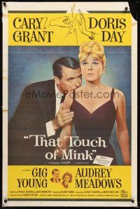 4g890 THAT TOUCH OF MINK 1sh '62 great close up art of Cary Grant & Doris Day!