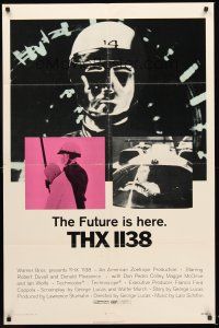 4g905 THX 1138 1sh '71 first George Lucas, Robert Duvall, bleak futuristic fantasy sci-fi!