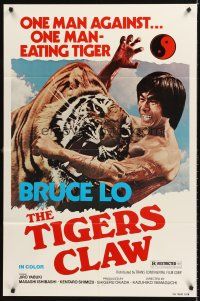 4g906 TIGERS CLAW 1sh '78 Bruce Lo, wild image of man fighting tiger!