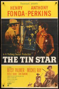 4g908 TIN STAR 1sh '57 cowboys Henry Fonda & Anthony Perkins in western action!